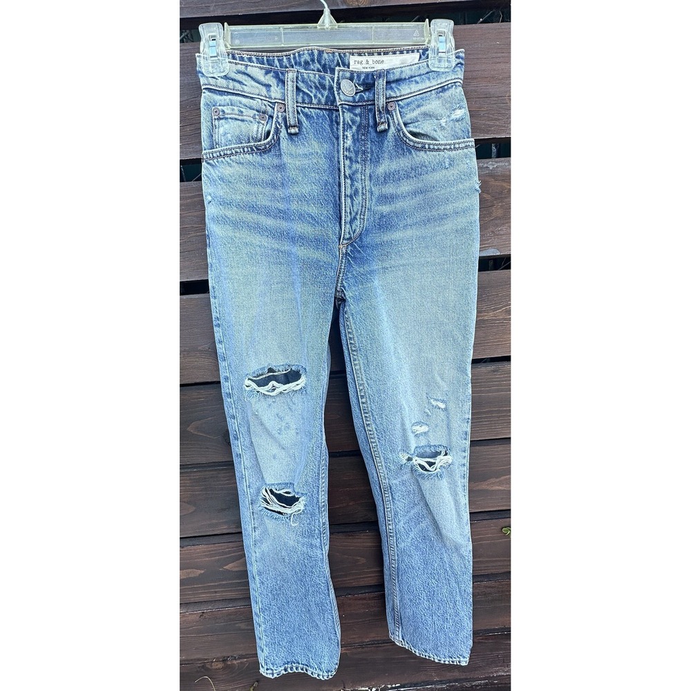 Rag & Bone *Size 23 Nina High-Rise Ankle Cigarette Jeans Button Fly Distressed